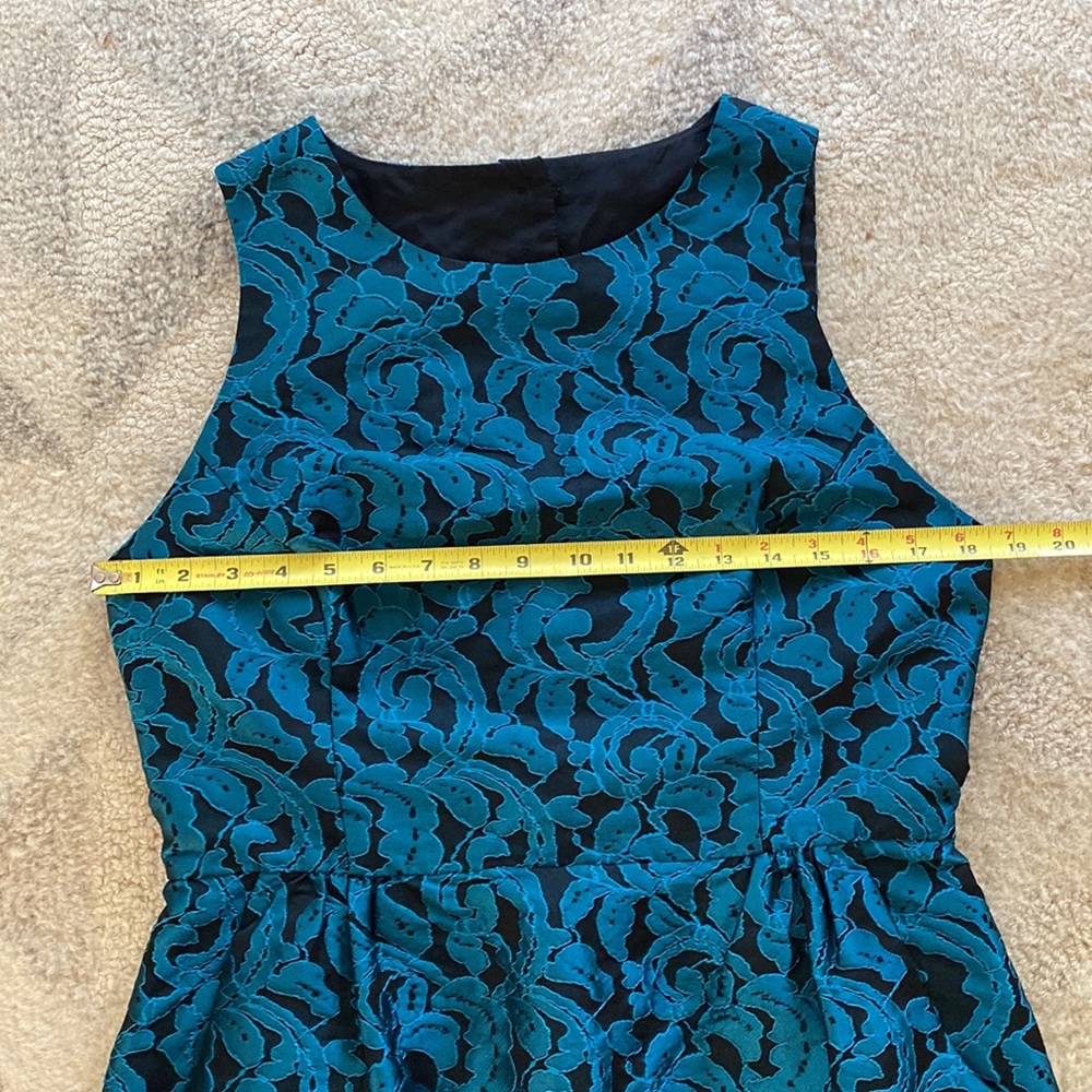 Tabitha Dress Anthropologie Ottava Black Blue Teal Floral Cocktail Party - 12 - Picture 9 of 11